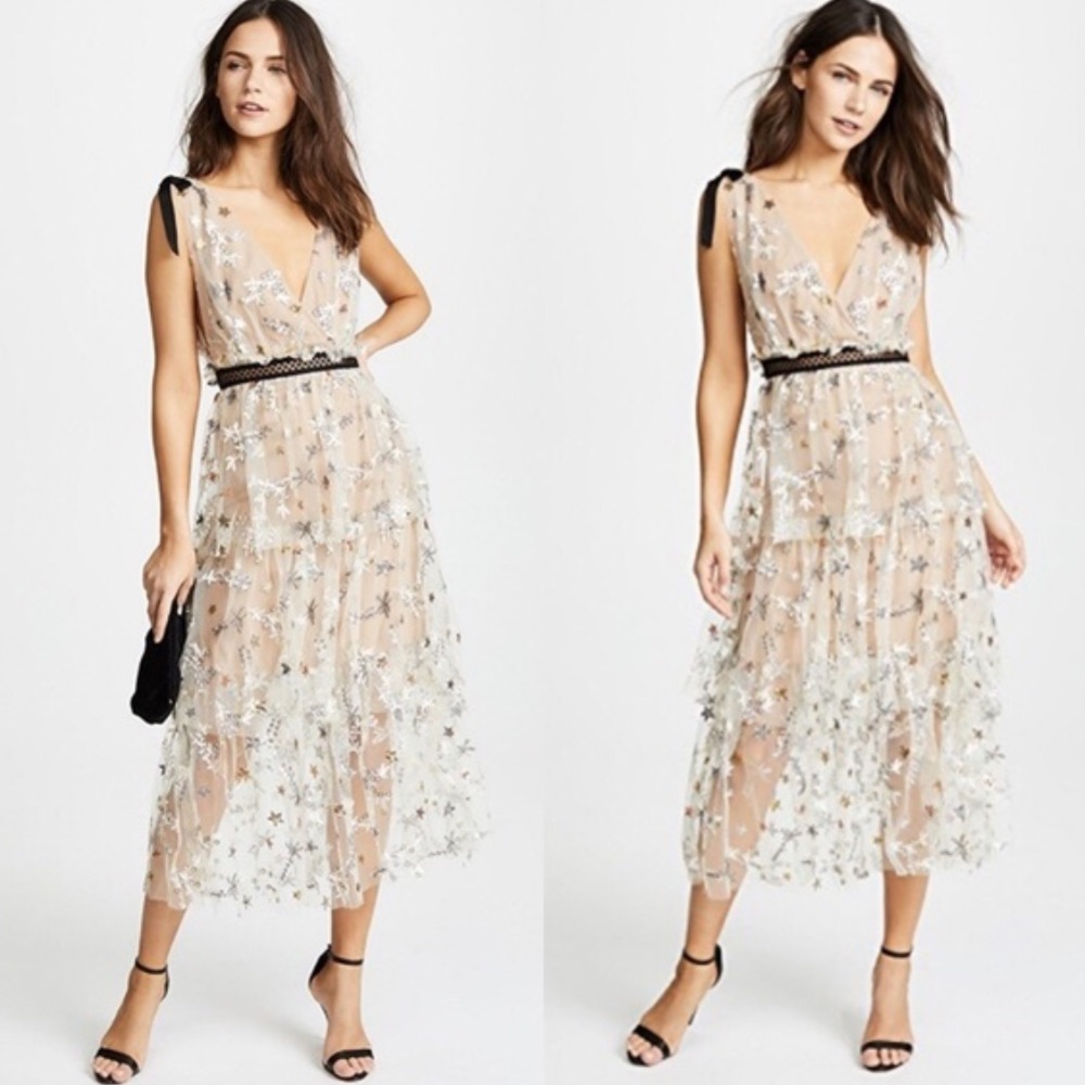 Self-Portrait Nude Star Night Out Dress - Picture 4 of 8